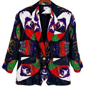 Pala VINTAGE XL Hot Air Balloon 80s 90s Womens Wearable Art Blazer Jacket Top